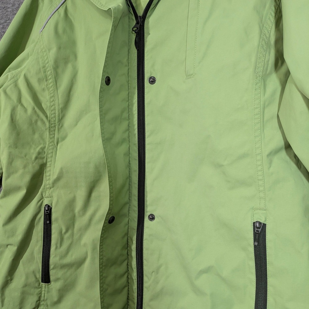Eddie Bauer WeatherEdge Lime Green Hooded Zip Up Raincoat Womens Size XL - Picture 4 of 12